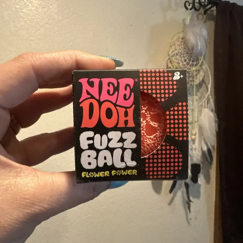 NeeDoh Fuzz Ball Flower Power In Orange Sealed Fuzzball Authentic